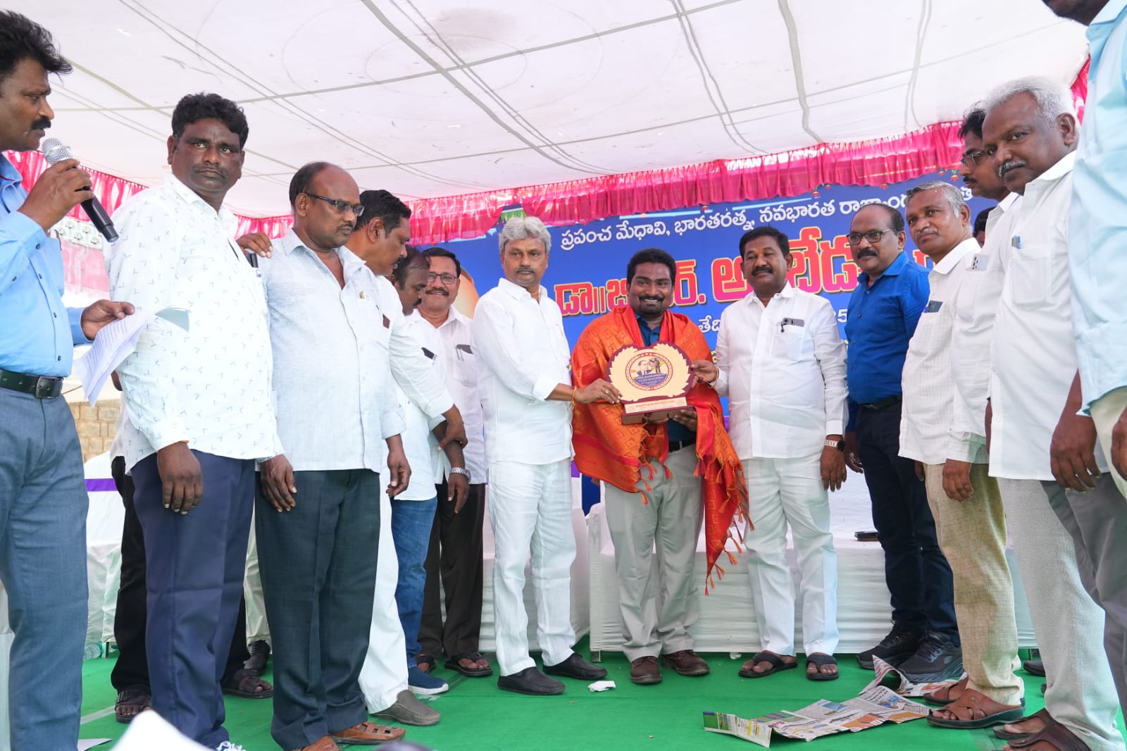 Felicitation at the Ambedkar statue programme